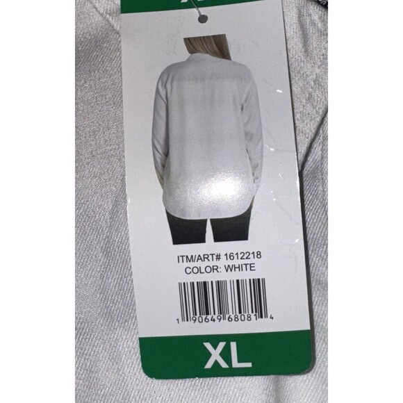 Jachs Girlfriend Womens X-Large White Soft Plaid Button Up Long Sleeve New - Picture 7 of 10